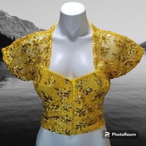 Gold Sequin Crop Top Hook And Eye Size 34